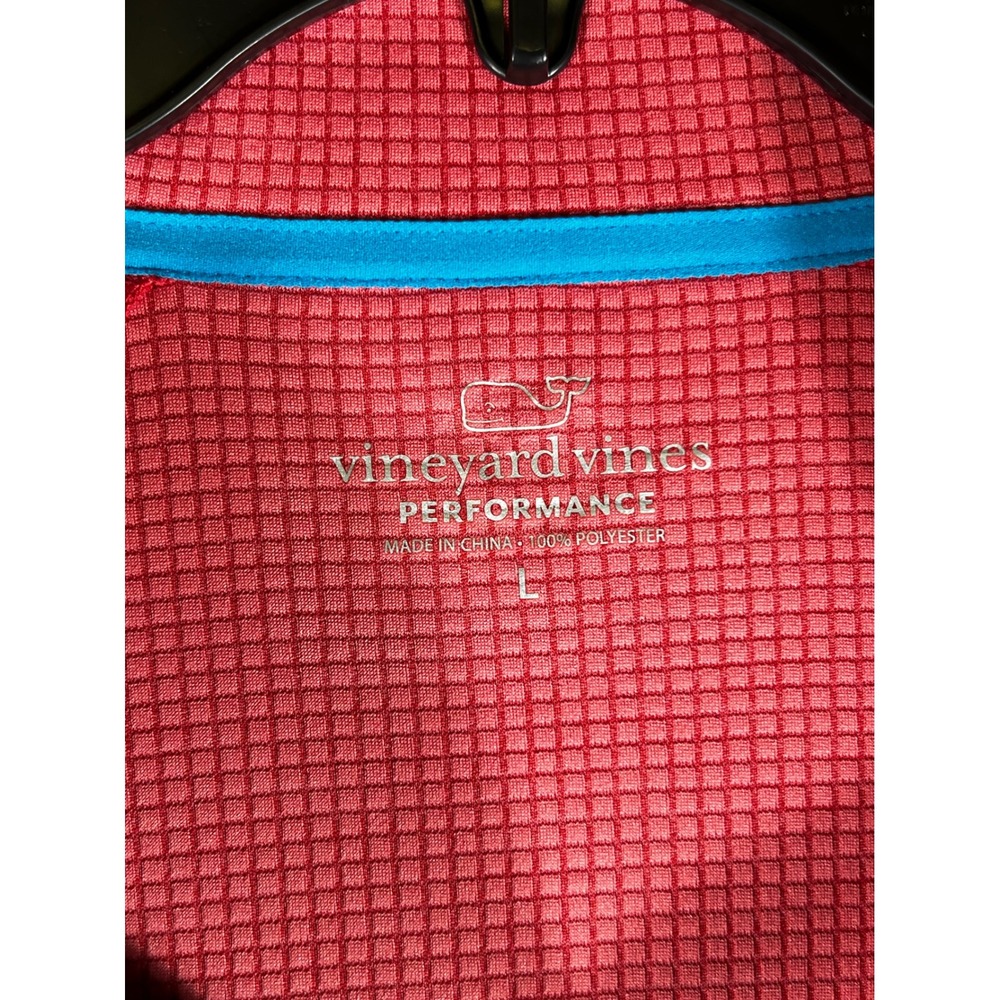 Vineyard Vines Performance Mens Large Red Heathered Quarter Zip Pullover L - Picture 4 of 8